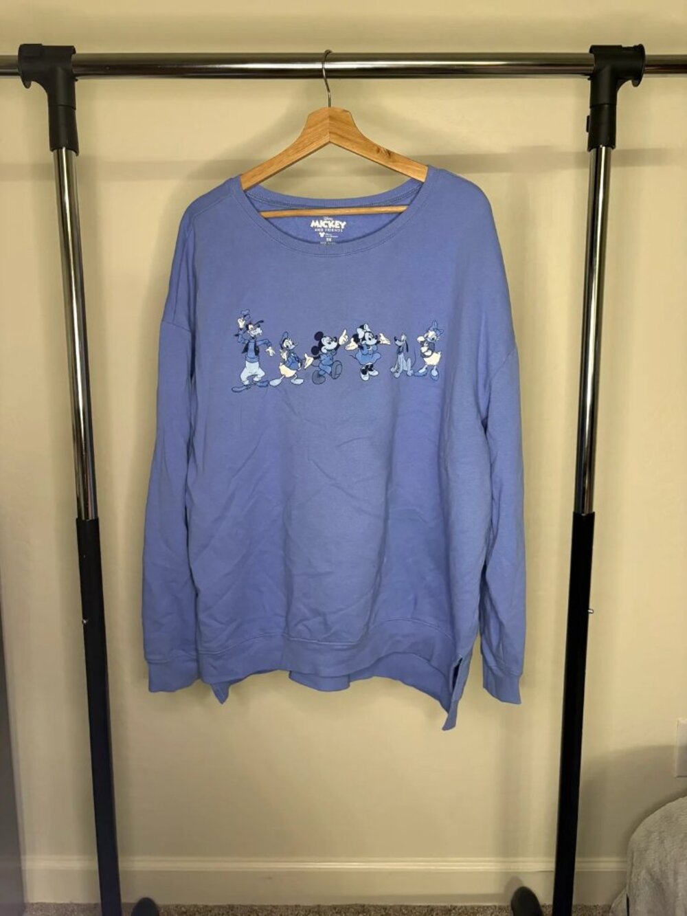 Disney Mickey and Friends Crewneck Sweatshirt Womens 2X Blue Character Graphic